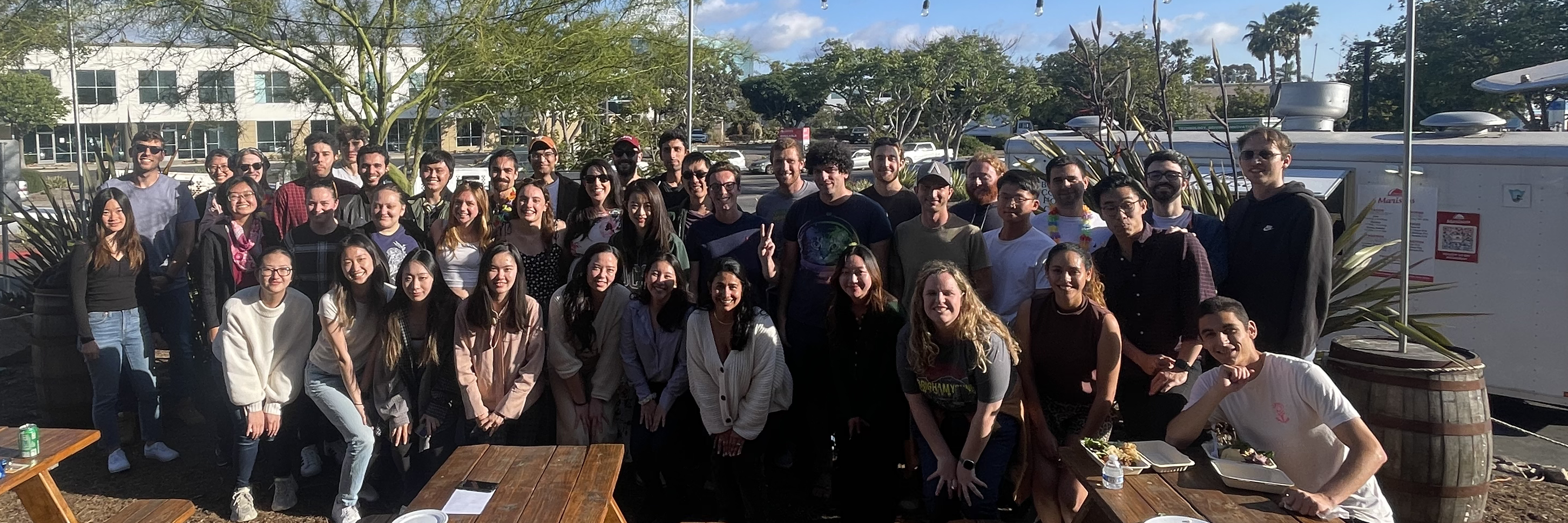 Group photo of students at end of the year dinner 2023
